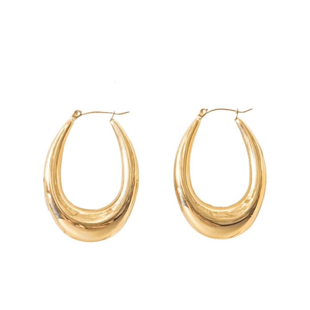 Lea Moda Hollow Out Hoop Earrings - 18K Gold Plated Stainless Steel