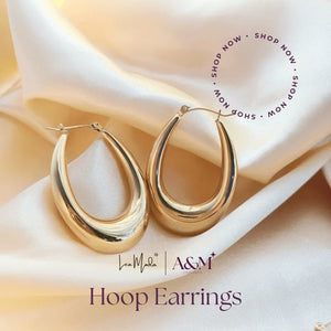 Lea Moda Hollow Out Hoop Earrings - 18K Gold Plated Stainless Steel