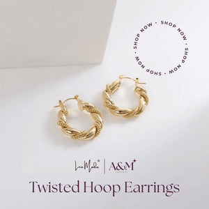 Lea Moda 18K Gold Plated Stainless Steel Twisted Hoop Earrings