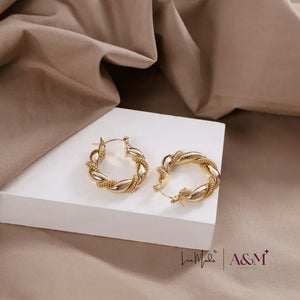 Lea Moda 18K Gold Plated Stainless Steel Twisted Hoop Earrings